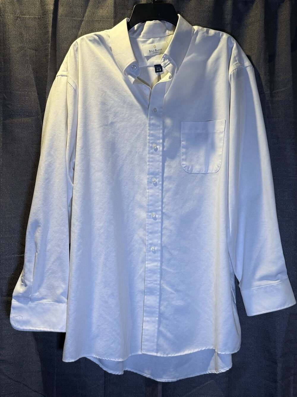 Bill Blass Menswear Men's White Long Sleeve Button Down 17.5 34-35